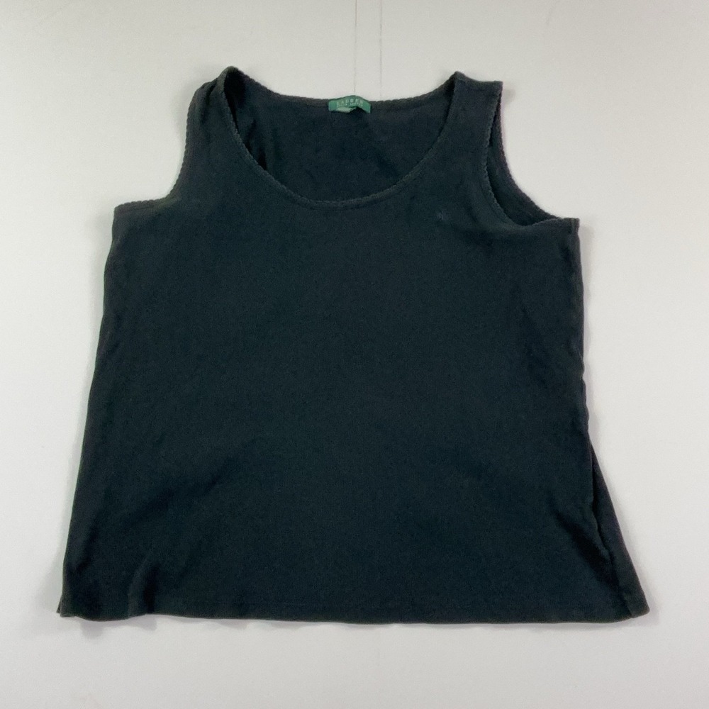 Lauren Ralph Lauren Tank Top Womens 2X Black Scoop Neck Sleeveless Cotton Jersey